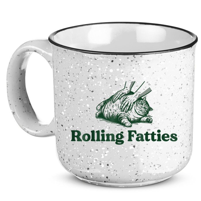 Rolling Fatties Cat Funny Cute Cat Lover Kitten Owner Kitty 15oz Campfire Ceramic Mug