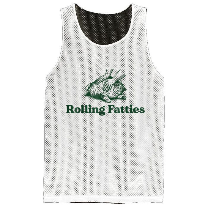Rolling Fatties Cat Funny Cute Cat Lover Kitten Owner Kitty Mesh Reversible Basketball Jersey Tank