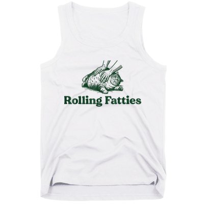 Rolling Fatties Cat Funny Cute Cat Lover Kitten Owner Kitty Tank Top