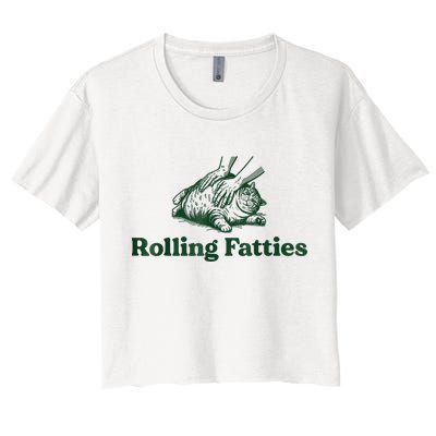 Rolling Fatties Cat Funny Cute Cat Lover Kitten Owner Kitty Women's Crop Top Tee