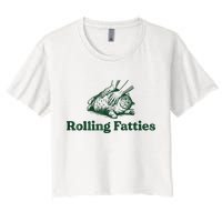 Rolling Fatties Cat Funny Cute Cat Lover Kitten Owner Kitty Women's Crop Top Tee
