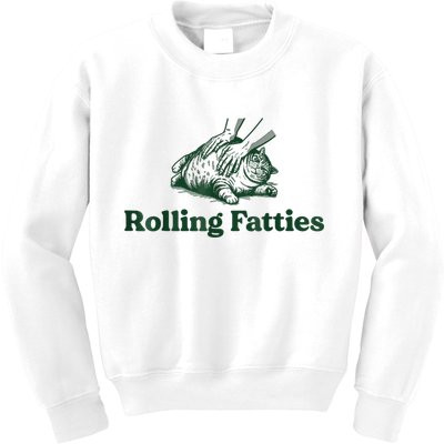 Rolling Fatties Cat Funny Cute Cat Lover Kitten Owner Kitty Kids Sweatshirt