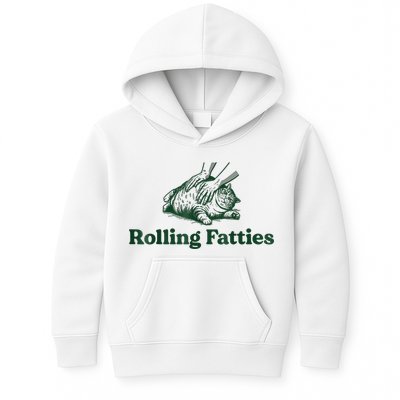 Rolling Fatties Cat Funny Cute Cat Lover Kitten Owner Kitty Kids Hoodie