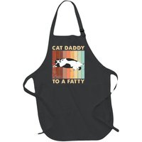 Retro Fat Chonk Dad Funny Cat Daddy To A Fatty Full-Length Apron With Pockets