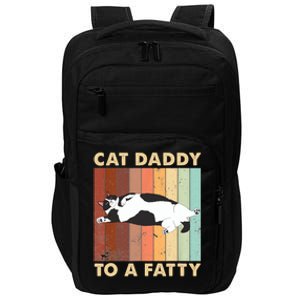 Retro Fat Chonk Dad Funny Cat Daddy To A Fatty Impact Tech Backpack