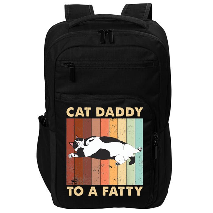 Retro Fat Chonk Dad Funny Cat Daddy To A Fatty Impact Tech Backpack