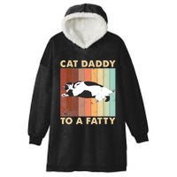 Retro Fat Chonk Dad Funny Cat Daddy To A Fatty Hooded Wearable Blanket