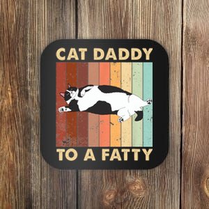 Retro Fat Chonk Dad Funny Cat Daddy To A Fatty Coaster