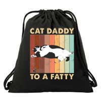 Retro Fat Chonk Dad Funny Cat Daddy To A Fatty Drawstring Bag