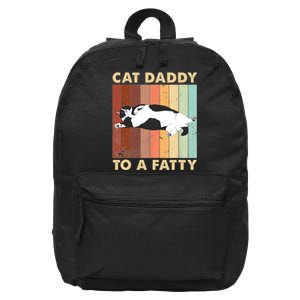 Retro Fat Chonk Dad Funny Cat Daddy To A Fatty 16 in Basic Backpack