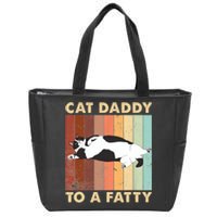 Retro Fat Chonk Dad Funny Cat Daddy To A Fatty Zip Tote Bag