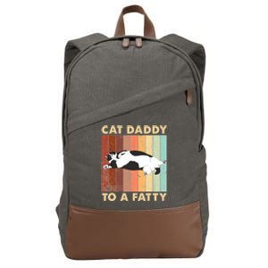 Retro Fat Chonk Dad Funny Cat Daddy To A Fatty Cotton Canvas Backpack