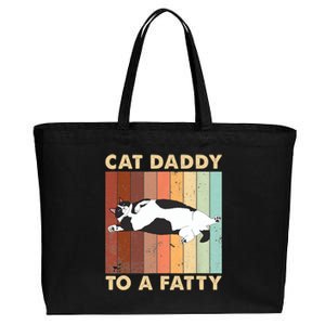 Retro Fat Chonk Dad Funny Cat Daddy To A Fatty Cotton Canvas Jumbo Tote