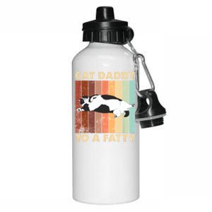 Retro Fat Chonk Dad Funny Cat Daddy To A Fatty Aluminum Water Bottle