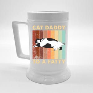 Retro Fat Chonk Dad Funny Cat Daddy To A Fatty Beer Stein