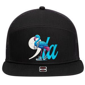 Retro Flamingo Chucks And Pearls Comma La Kamala Harris 2024 7 Panel Mesh Trucker Snapback Hat