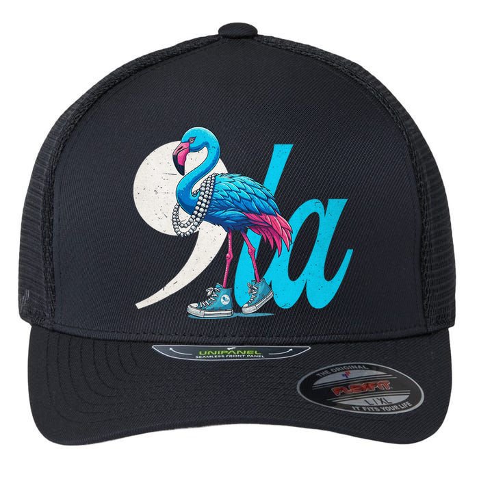 Retro Flamingo Chucks And Pearls Comma La Kamala Harris 2024 Flexfit Unipanel Trucker Cap