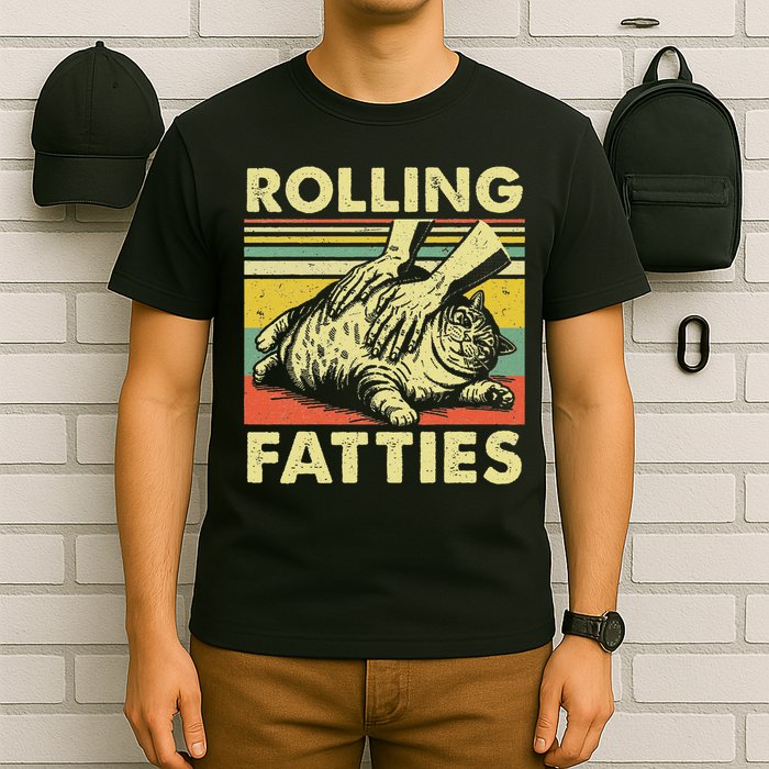 Rolling Fatties Cat Funny Fat Kitten T-Shirt