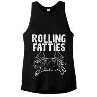 Rolling Fatties Cat Funny Fat Kitten Ladies PosiCharge Tri-Blend Wicking Tank