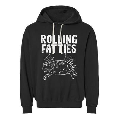 Rolling Fatties Cat Funny Fat Kitten Garment-Dyed Fleece Hoodie