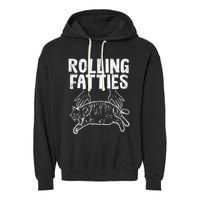 Rolling Fatties Cat Funny Fat Kitten Garment-Dyed Fleece Hoodie