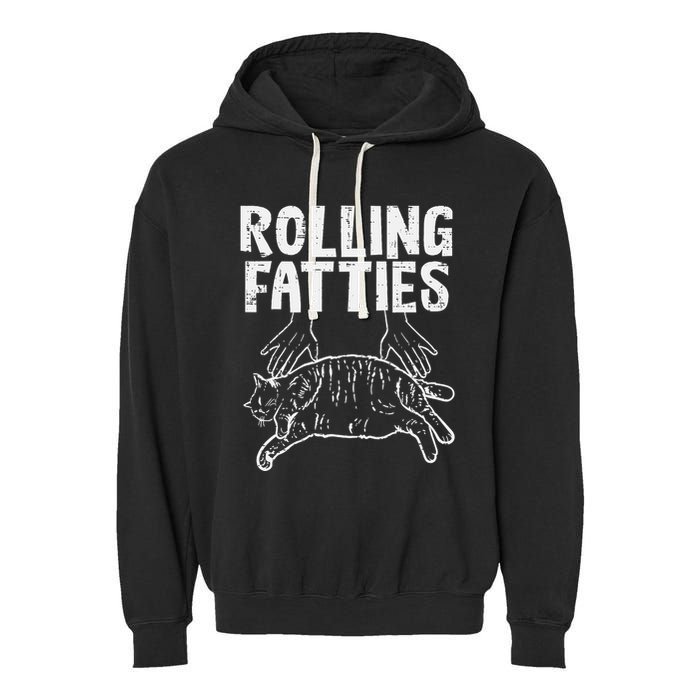 Rolling Fatties Cat Funny Fat Kitten Garment-Dyed Fleece Hoodie