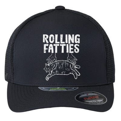 Rolling Fatties Cat Funny Fat Kitten Flexfit Unipanel Trucker Cap