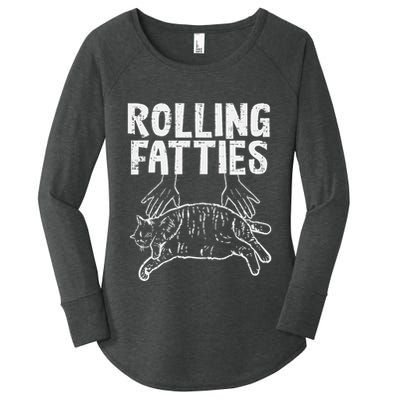 Rolling Fatties Cat Funny Fat Kitten Women's Perfect Tri Tunic Long Sleeve Shirt