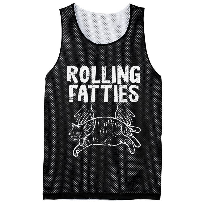 Rolling Fatties Cat Funny Fat Kitten Mesh Reversible Basketball Jersey Tank