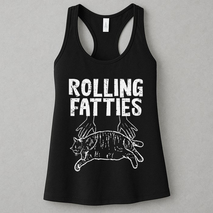 Rolling Fatties Cat Funny Fat Kitten Womens Tank Top