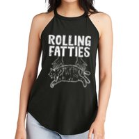 Rolling Fatties Cat Funny Fat Kitten Women's Perfect Tri Rocker Tank