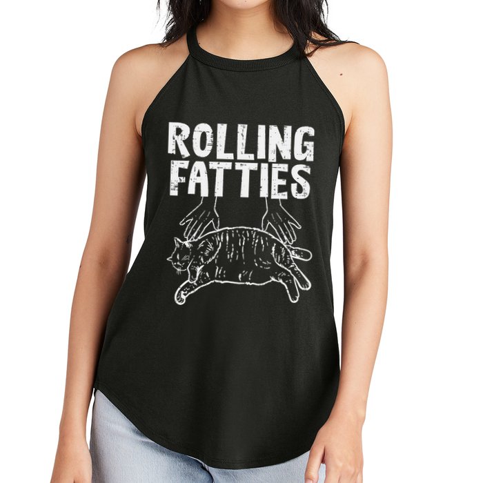 Rolling Fatties Cat Funny Fat Kitten Women's Perfect Tri Rocker Tank