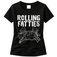Rolling Fatties Cat Funny Fat Kitten Womens T-Shirt