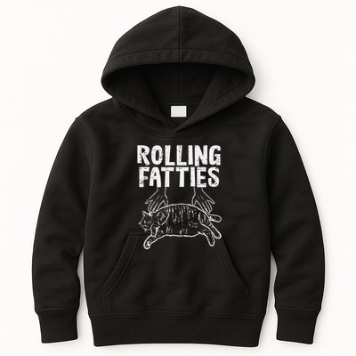 Rolling Fatties Cat Funny Fat Kitten Kids Hoodie