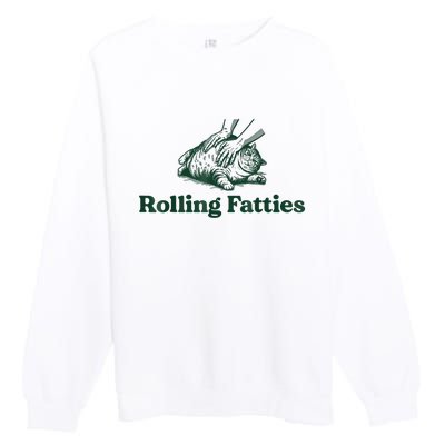 Rolling Fatties Cat Funny Cute Cat Lover Kitten Owner Kitty Premium Crewneck Sweatshirt