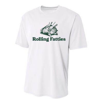 Rolling Fatties Cat Funny Cute Cat Lover Kitten Owner Kitty Performance Sprint T-Shirt