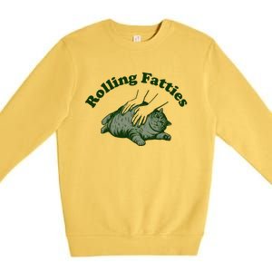 Rolling Fatties Cat Hoodie Humorous Fat Cat Premium Crewneck Sweatshirt