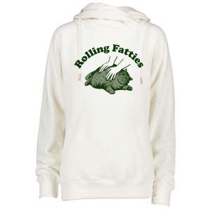 Rolling Fatties Cat Hoodie Humorous Fat Cat Womens Funnel Neck Pullover Hood