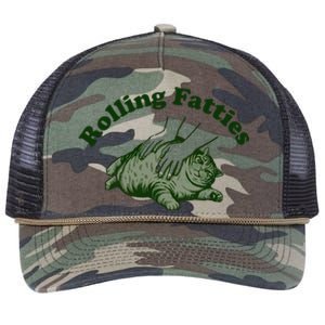 Rolling Fatties Cat Hoodie Humorous Fat Cat Retro Rope Trucker Hat Cap