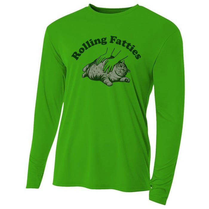 Rolling Fatties Cat Hoodie Humorous Fat Cat Cooling Performance Long Sleeve Crew