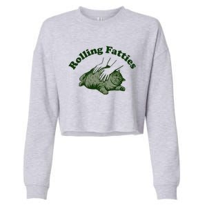 Rolling Fatties Cat Hoodie Humorous Fat Cat Cropped Pullover Crew