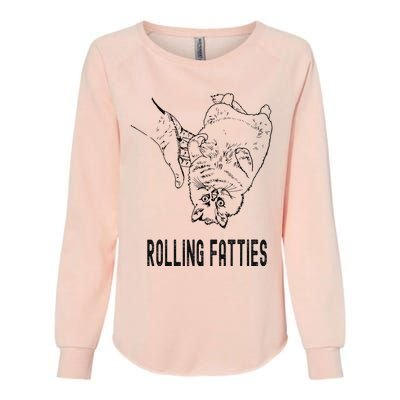 Rolling Fatties Cat Womens California Wash Sweatshirt