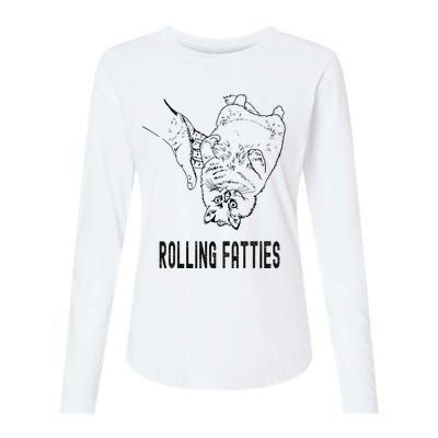 Rolling Fatties Cat Womens Cotton Relaxed Long Sleeve T-Shirt