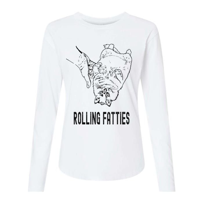 Rolling Fatties Cat Womens Cotton Relaxed Long Sleeve T-Shirt