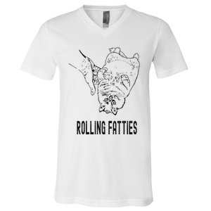 Rolling Fatties Cat V-Neck T-Shirt