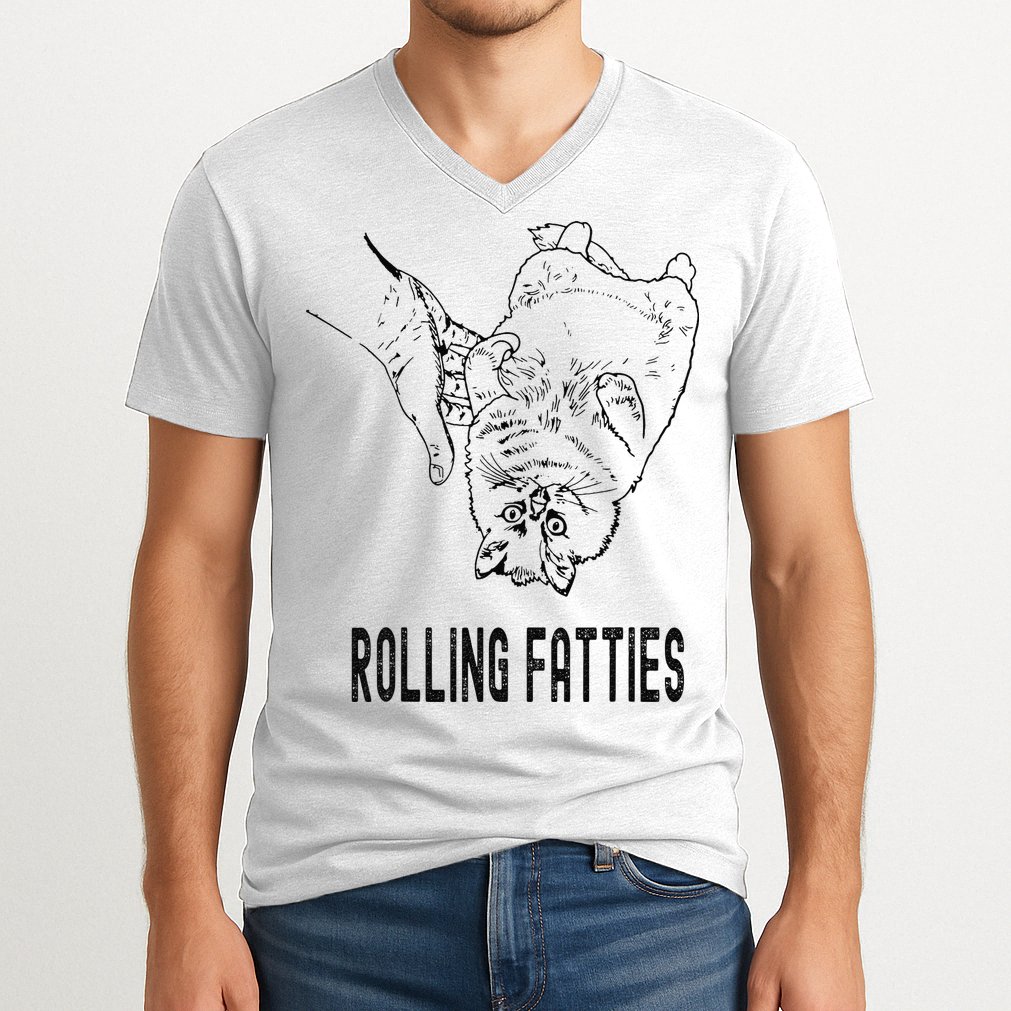 Rolling Fatties Cat V-Neck T-Shirt