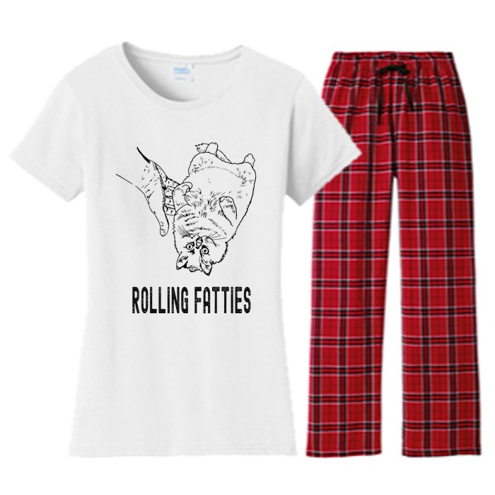 Rolling Fatties Cat Women's Flannel Pajama Set