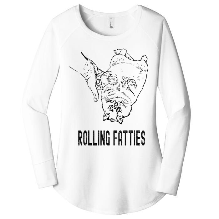 Rolling Fatties Cat Women's Perfect Tri Tunic Long Sleeve Shirt