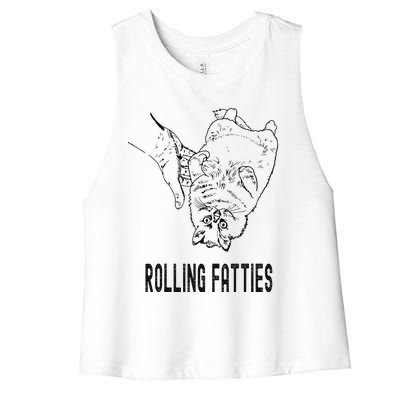 Rolling Fatties Cat Women's Racerback Cropped Tank