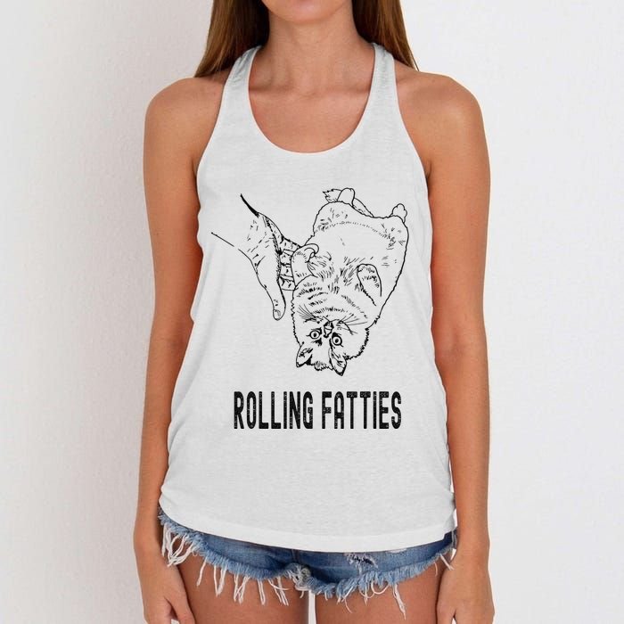 Rolling Fatties Cat Women's Knotted Racerback Tank